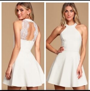 Lulus White Lace Skater Dress Size Small (2-4) NEW with Tags